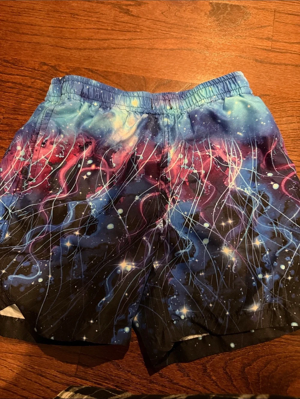 Boys Galaxy Print Swim/Active Shorts - Blue & Pink